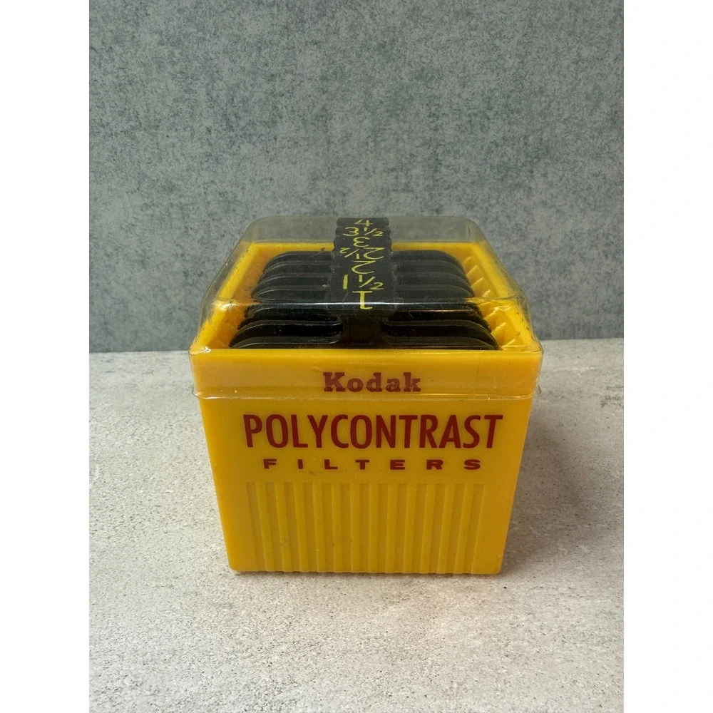 Vintage Kodak Polycontrast Filters Set 1-4 with Yellow Storage Case Darkroom